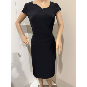 Women's Adrianna Papell Black asymmetrical Short Sleeve Sheath Dress Size 6